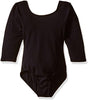 Jacques Moret Little Girls' Dance 3/4 Sleeve Basic Leotard, Black Nylon, Small - Image 4