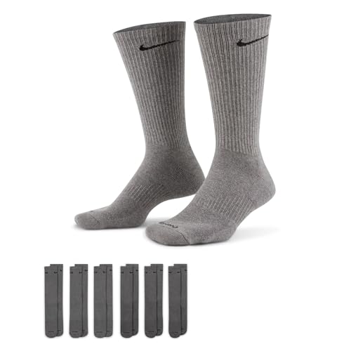 Nike Everyday Plus Cushion Crew Training Socks (6 Pair) nkSX6897 065 Large Dark Grey Heather/Black