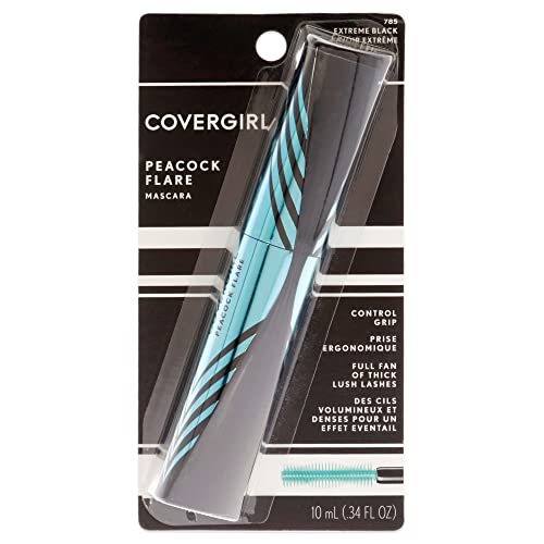 Covergirl Peacock Flare Mascara, Extreme Black, 0.3 Ounce (packaging may vary) - Personal Care