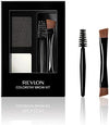 Revlon ColorStay Brow Kit, Includes Longwear Brow Powder, Clear Pomade, Dual-Ended Angled Tip Eyebrow Brush & Spoolie Brush, Soft Black (101), 0.08 oz