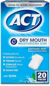 ACT Dry Mouth Moisturizing Gum, 20 Pieces, With Xylitol, Sugar Free Soothing Mint