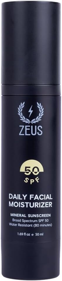 Zeus Men’s Face Moisturizer, Hydrating Daily Lotion with SPF 50 Sunscreen - Personal Care