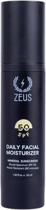 Zeus Men’s Face Moisturizer, Hydrating Daily Lotion with SPF 50 Sunscreen - Personal Care