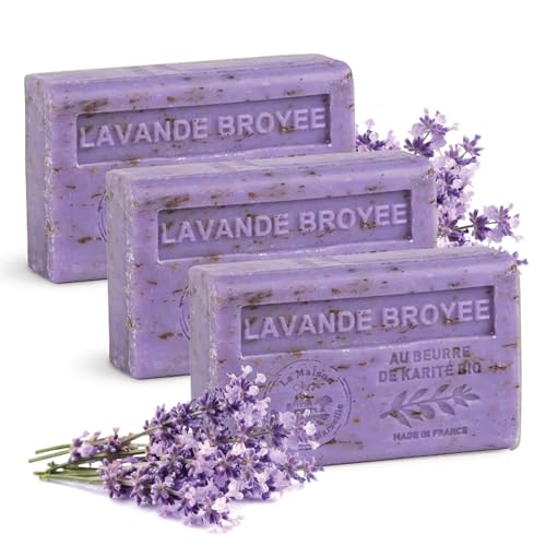 La Maison du Savon Exfoliating Bar Soap, Lavender Scent, 3 x 4.4 oz - Personal Care