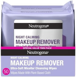 Neutrogena Night Calming Makeup Remover Face Wipes, 2 x 25 ct