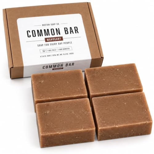 Natural Bar Soap for Men & Women | Handmade Cold Process Soap | Moisturizing Bath & Body Soap | Common Bar | 4 x 3.8 oz (Mahogany) - Personal Care