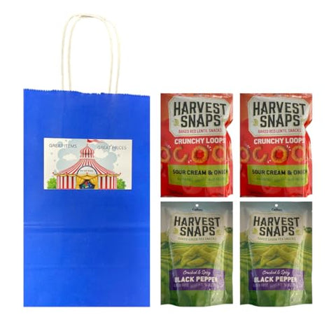 Big Top Deals USA Blue Paper Bag Bundle with Snaps Veggie Chips – (2x Sour Cream & Onion, 2x Black Pepper) – 5.25x3.2x8 Custom Bundle – Perfect for Snack Lovers - Moisturizer - Skincare