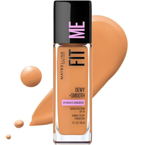 Maybelline New York Fit Me Dewy + Smooth Foundation, 330 Toffee, 1 Fl. Oz (Pack of 1) (Packaging May Vary) - Personal Care