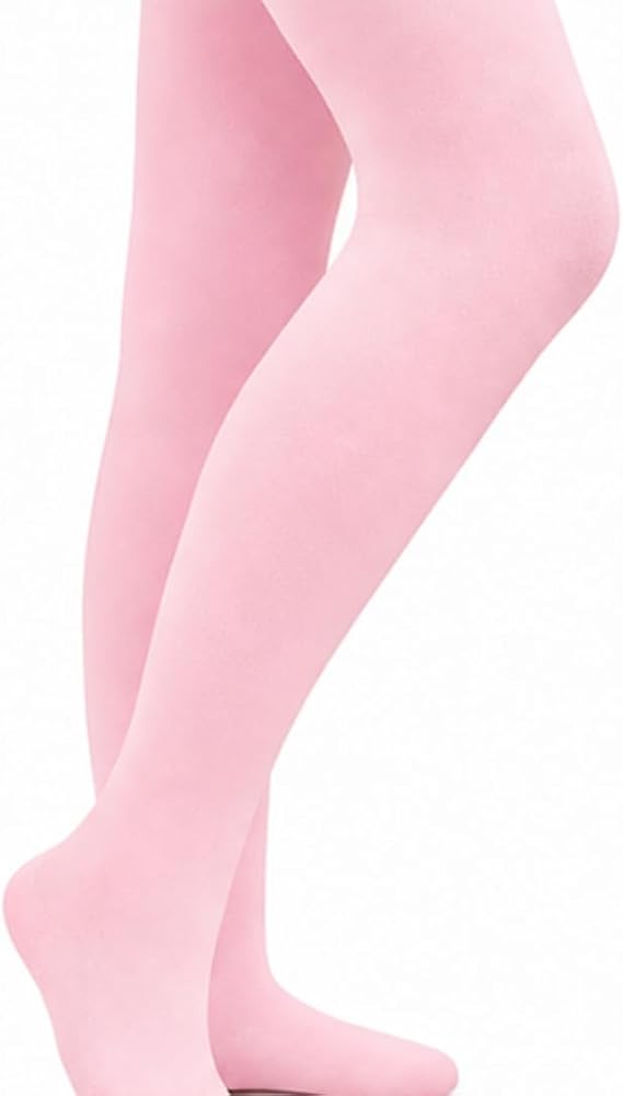 Moret Kids Girls' Ballet and Dance Single Pack Footed Tights - Ultra Soft Stretchy Opaque Nylon Spandex Tights for Gymnastics Recital and Studio, Pink, Medium
