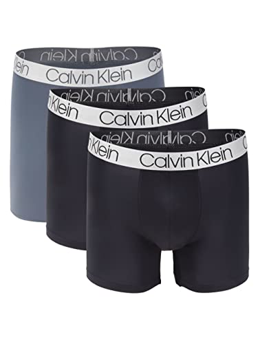 Calvin Klein Men`s Microfiber Boxer Briefs Pack of 3 (Black(NP2214-051)/Grey, Small)