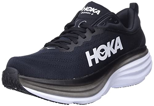 Hoka Men's Bondi 8 Sneaker, Black/White, 8.5