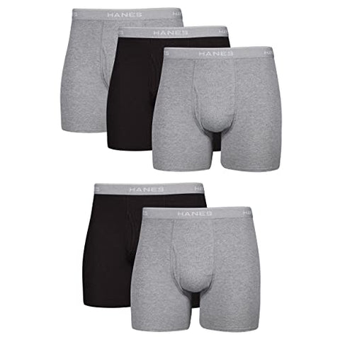 Hanes Men's Underwear Boxer Briefs Pack, Cool and Breathable Cotton Moisture-Wicking Underwear for Men, No Ride Up - Size Large - White - Mens Clothing - Apparel