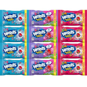 Variety Pack Nerds Gummy Clusters Candy, Grape Strawberry Blitz, Very Berry & Rainbow, 3 oz Pouches, 12 Pack, 4 Each Flavor, Individually Wrapped Share Size