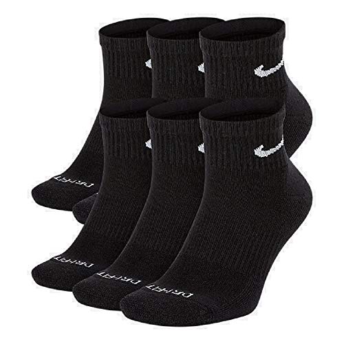 Nike Men's SX6899-010 Everyday Cushion Ankle Socks (6 Pack), Black, Large