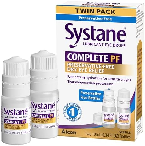 Systane Complete Preservative Free Dry Eye Drops, 0.34 Fl Oz, 2 Count