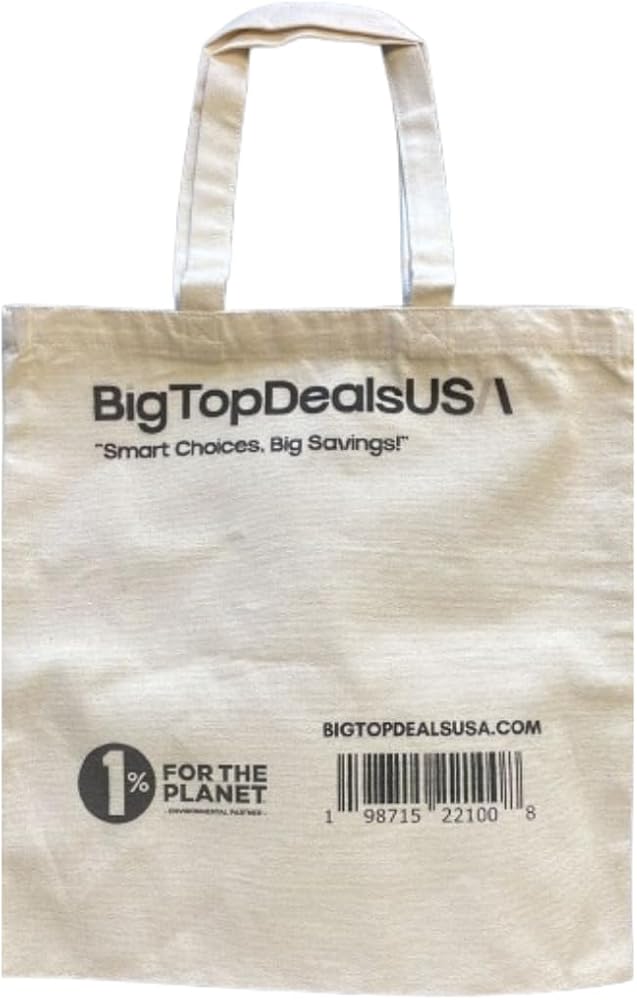 Big Top Deals Canvas Tote Bag, Multi-Purpose Reusable Canvas Bag, Durable Grocery Bag, Eco-Friendly Shopping Bag, Large Capacity Tote, Versatile Gift Bag, Lightweight Shoulder Bag for Daily Use
