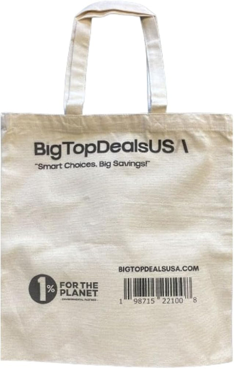 Big Top Deals Canvas Tote Bag, Multi-Purpose Reusable Canvas Bag, Durable Grocery Bag, Eco-Friendly Shopping Bag, Large Capacity Tote, Versatile Gift Bag, Lightweight Shoulder Bag for Daily Use