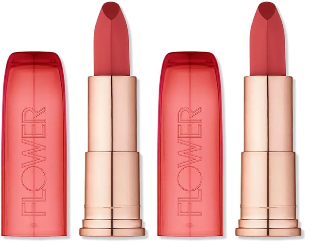 FLOWER BEAUTY By Drew Barrymore Perfect Pout Moisturizing Lipstick - Soothes Lips + Hydrates - Creamy Lip Tint + Natural Looking Shine + Buildable Color - Cruelty-Free + Vegan (Rose Petal)