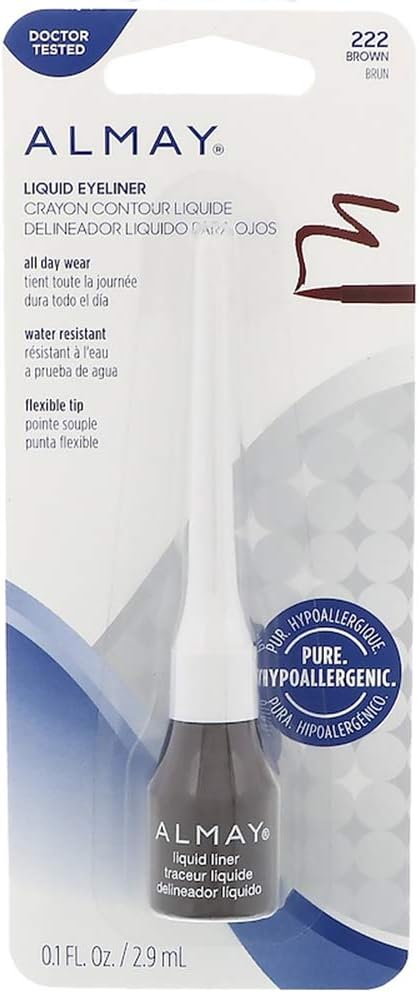 Almay Eyeliner Liquid Line, Brown [222], 0.1 oz (Pack of 3)