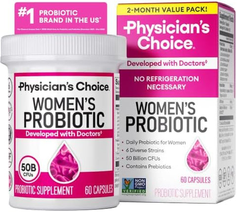 Physician's Choice Probiotics - PH Balance, Digestive, UT, & Feminine Health - 50 Billion CFU - 6 Unique Strains for Women - Organic Prebiotics, Cranberry Extract+ - Probiotic - 60 CT