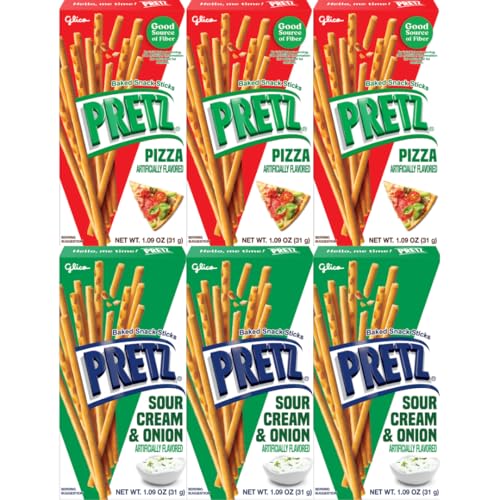 Baked Snack Sticks Variety Pack 6 Pack, 1.09 oz Each, Crunchy and Flavorful Pizza & Sour Cream Onion Snacks for Kids and Adults, Perfect Party, Lunchbox, or On-the-Go Snack