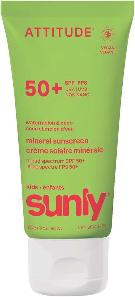 Attitude Kids Mineral Sunscreen Lotion SPF 50+, Watermelon & Coco, 3 Oz - Personal Care