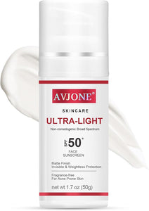 Face Sunscreen SPF 50, Broad Spectrum UVA/UVB Protection Lightweight Formula, Water-Resistant, Oil-Free, Non-Comedogenic for Sensitive Skin - Personal Care