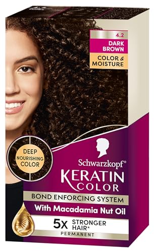 Schwarzkopf Keratin Color, Color & Moisture Permanent Hair Color Cream, 4.2 Dark Brown