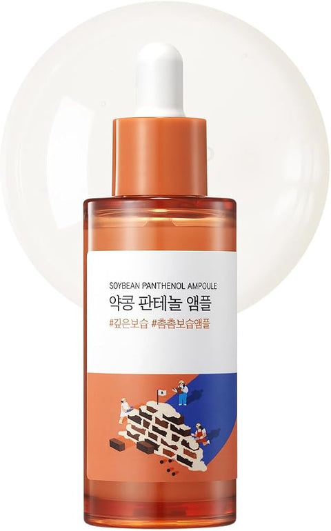 Round LAB Soybean Panthenol Ampoule 1.69 Fl Oz, Deep Hydration Serum with Nano Niosome Panthenol, and Ceramides for Skin Barrier Strengthening and Non Sticky Moisture Retention, Korean Skincare