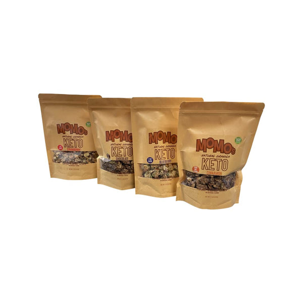 MOMO'S Natural Granola Keto Chocolate 11 Oz Bag ZERO Net Carb Cereal Low Carb Snack Non GMO Verified Almonds Pecans Pumpkin Seeds Sunflower Seeds Breakfast Or All Day Snack