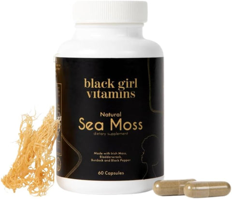 Black Girl Vitamins Organic Sea Moss Capsules – 92 Minerals Superfood Supplement | Vegan Sea Moss Pills for Thyroid, Digestive & Immune Support | Black-Owned, Non-GMO