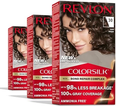 Revlon ColorSilk with Bond Repair Hair Color, 30 Dark Brown, 3pk - Personal Care
