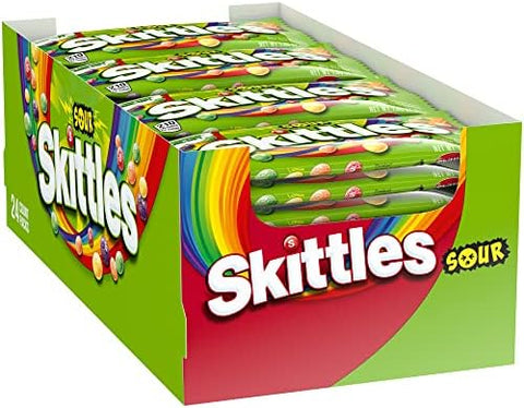 SKITTLES Sours Chewy Sour Candy Packs, Full Size Bulk Candy, Pack of 24