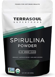 Terrasoul Superfoods Organic Spirulina Powder, 6 Oz, Vegan Protein, Green Superfood Boost for Smoothies, Detoxifying Elixirs, and Immune Support