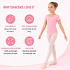 Moret Kids Girls' Ballet and Dance Short Sleeve Leotard - Classic Cotton Stretch Studio Pr - Image 2
