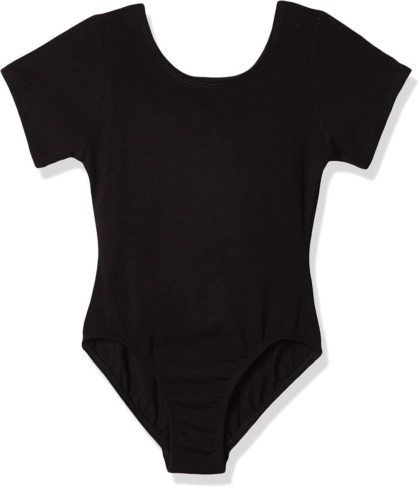 Jacques Moret Little Girls' Dance Short Sleeve Basic Leotard, Black, Small