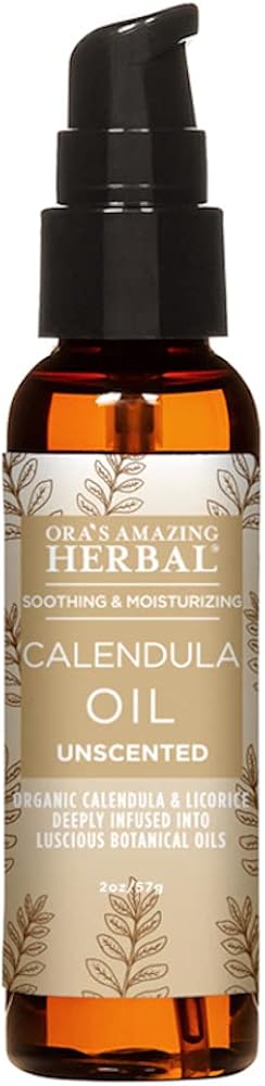 Calendula Oil, Unscented Moisturizing Body Oil for Dry Eczema prone Skin with Calendula, Licorice, Jojoba, Lightweight Face Oil Cleanser for Smooth Radiant Skin, Travel size 2 oz, Ora's Amazing Herbal