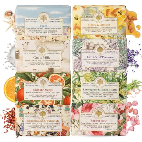 Wavertree & London Assorted Favorites Bathing Natural Soap Bars (Pack of 8) - Personal Care