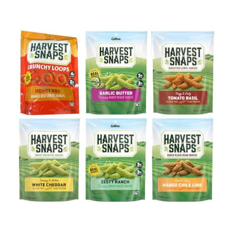 Big Top Deal USA Variety 6 Pack Variety Mix, Honey BBQ, Garlic Butter, Tomato Basil, White Cheddar, Zesty Ranch, Mango Chile Lime, Harvest Snaps, Baked Veggie Chips, Crunchy, Gluten Free