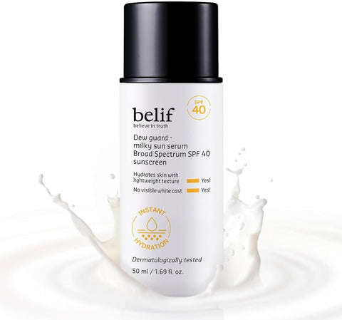 Belif Dew Guard Milky Sun Serum SPF 40 Lightweight & Hydrating (1.69 fl.oz) - Personal Care