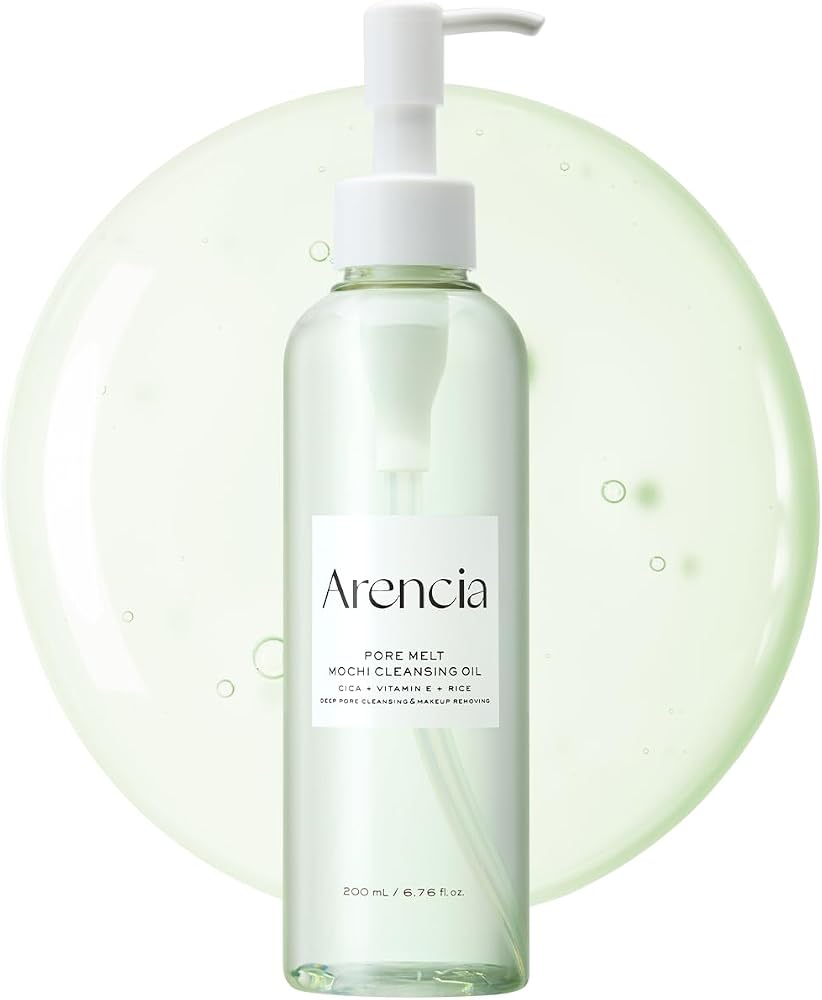 Arencia Pore Melt Mochi Makeup-Removing Cleansing Oil, Non-Comedogenic, Rice Amino Acids HD, Vitamin E, Cica, & Ceramide, 6.76 fl oz - Personal Care