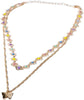 Charming Charlie 2-Layered Gold Necklace with Multicolor Heart-Shaped Four Petal Flower Ch - Image 1
