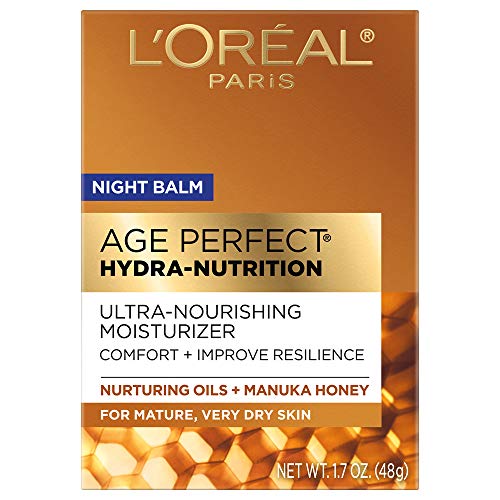 L'Oreal Paris Skincare Age Perfect Hydra Nutrition Ultra Nourishing Honey Night Balm, Face Moisturizer to Comfort, Improve Resilience on Dry Skin, Manuka Honey and Nurturing Oils, 1.7 oz.