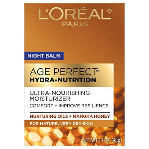L'Oreal Paris Skincare Age Perfect Hydra Nutrition Ultra Nourishing Honey Night Balm, Face Moisturizer to Comfort, Improve Resilience on Dry Skin, Manuka Honey and Nurturing Oils, 1.7 oz.
