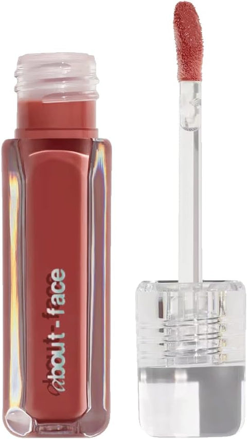 About-Face Light Lock Lip Gloss, High Shine Oil, Iced Mauve, 0.21oz, Lip Gloss Oil, Non Sticky, Coconut Oil & Peppermint & Lavender - Lipstick - Lip Makeup