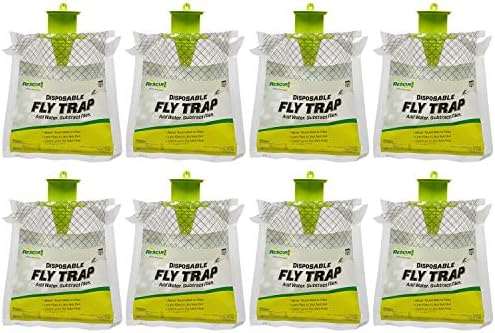 RESCUE! Outdoor Disposable Fly Trap – Hanging Fly Catcher with Attractant Bait, Fly Bag for Patio, Yard, Trash & Farm Areas – Easy-to-Use Outdoor Fly Control - 8 Traps