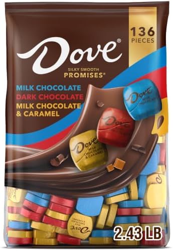 Dove PROMISES Milk Chocolate, Dark Chocolate and Milk Chocolate & Caramel Assorted Chocolate Candy, 136 Ct Bulk Bag - Personal Care