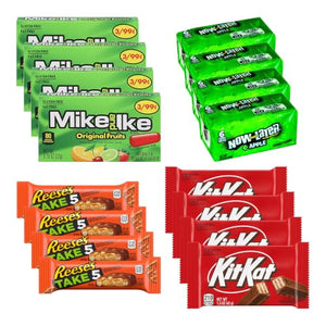 Big TOP DEALS USA 36 Count Candy Variety Pack, 9 Each Mike and Ike Original Fruits, Now and Later Apple, Reese's Take 5, Kit Kat - Individually Wrapped, Fruity Chewy Candy, Single Serve Packs