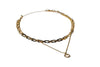 Charming Charlie 2-Layered Gold-Plated Choker Necklace - Chain Link Choker and Curb Chain with Smiley Face Pendant - Women's Simply Radiant Layered Necklace for Effortless Elegance.