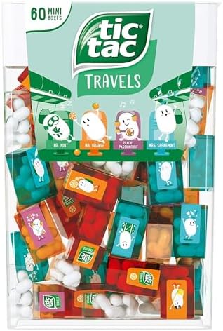 TIC TAC Box with 60 Mini Boxes (Mint, Orange, Spearmint, Peach and Passion fruit) 234g by Tic Tac
